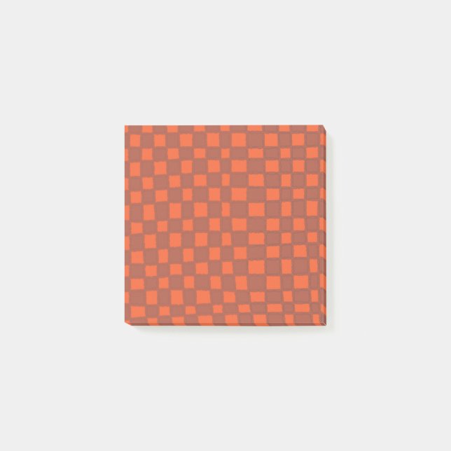 Terracotta Checkered Warm Checkerboard Pattern Post-it Notes (Front)