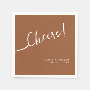Terracotta Cheers Wedding Napkins Script