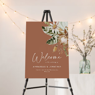 Terracotta chic botanical tropical wedding welcome foam board