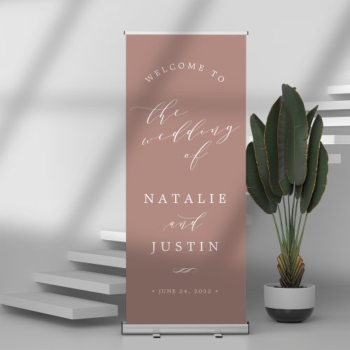 Terracotta  Chic Calligraphy Wedding Welcome Retractable Banner