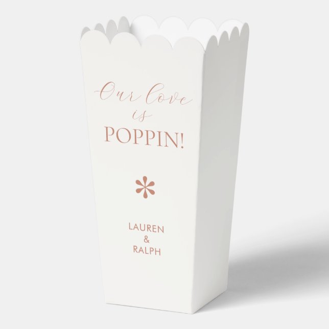 Terracotta | Chic Minimal Script Wedding Popcorn Favor Boxes (Front)