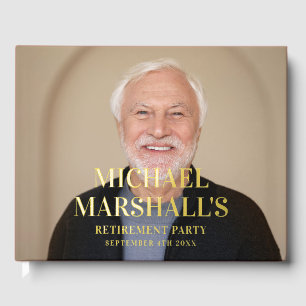 TERRACOTTA CHIC MONOGRAM RETIREMENT PHOTO FOIL GUEST BOOK