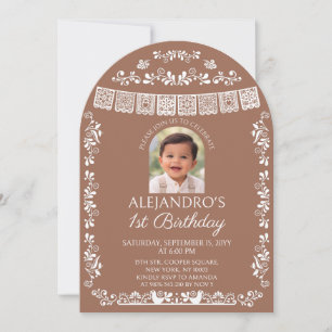 Terracotta Cielito Lindo Boy's 1st Birthday Photo Invitation
