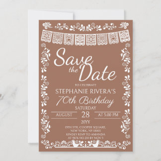 Terracotta Cielito Lindo Save the Date 70 Birthday Invitation