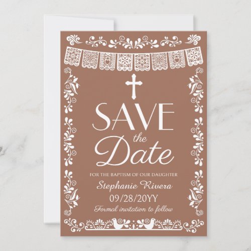 Terracotta Cielito Lindo Save the Date Baptism Invitation