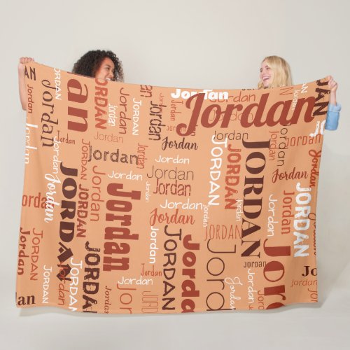 Terracotta Cinnamon Repeating Name Modern Neutral  Fleece Blanket