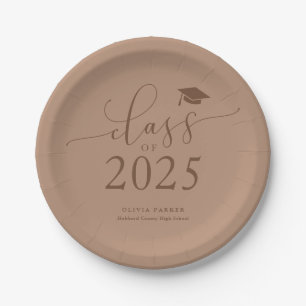 Terracotta Class of 2025 Graduation Party Paper Plates