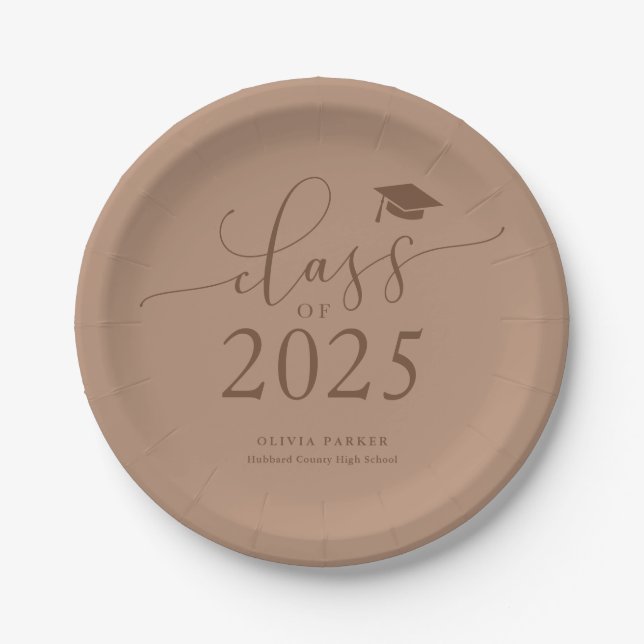 Terracotta Class of 2025 Graduation Party Paper Plates (Front)