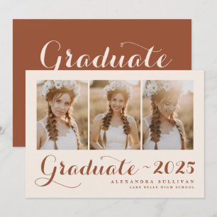 Terracotta Class of 2025 Photo Collage Graduation Announcement