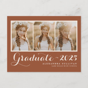 Terracotta Class of 2025 Photo Collage Graduation Announcement Postcard