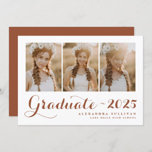 Terracotta Class of 2025 Photo Collage Graduation Invitation