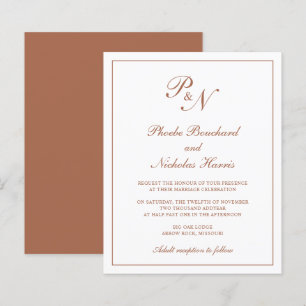 Terracotta Classic Elegant Budget Wedding Invite