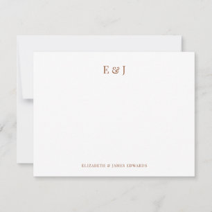 Terracotta Classic Elegant Couple Initial Monogram Note Card