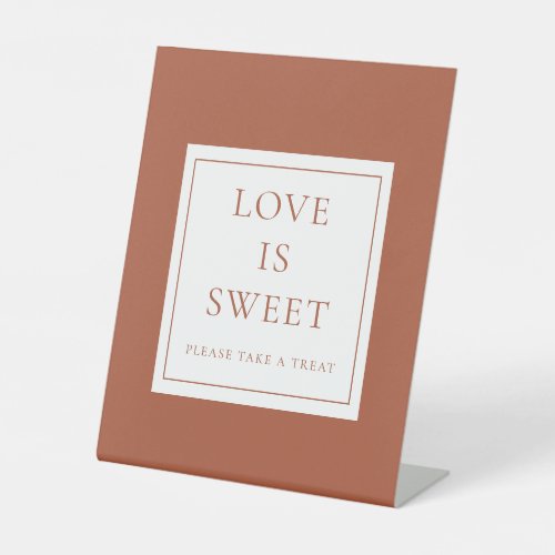 Terracotta Classic Elegant Love Is Sweet Pedestal Sign