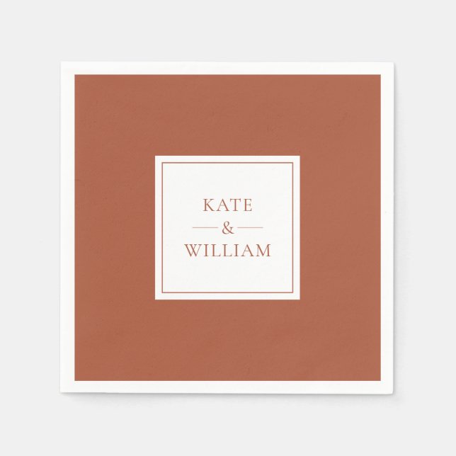 Terracotta Classic Modern Wedding Napkins (Front)