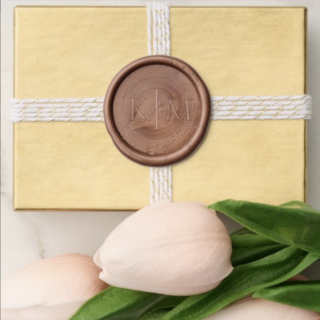 Terracotta Classic Monogram Minimalist Wedding Wax Seal Sticker (Creator Uploaded)