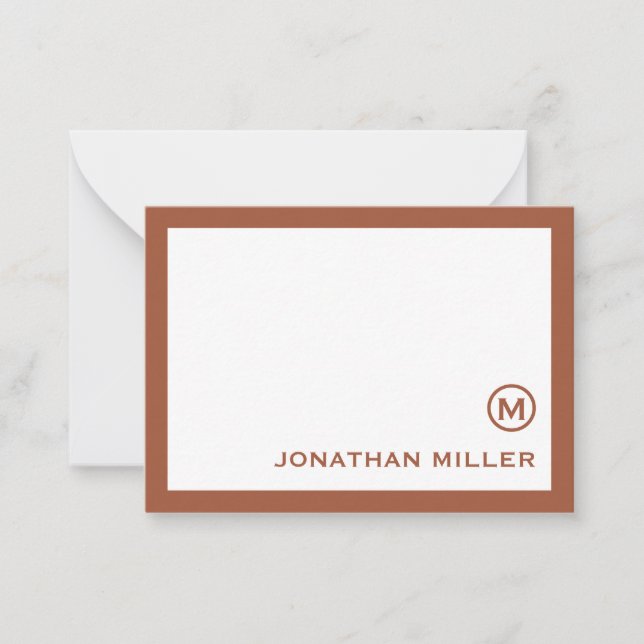 Terracotta Classic Monogram Note Card (Front)
