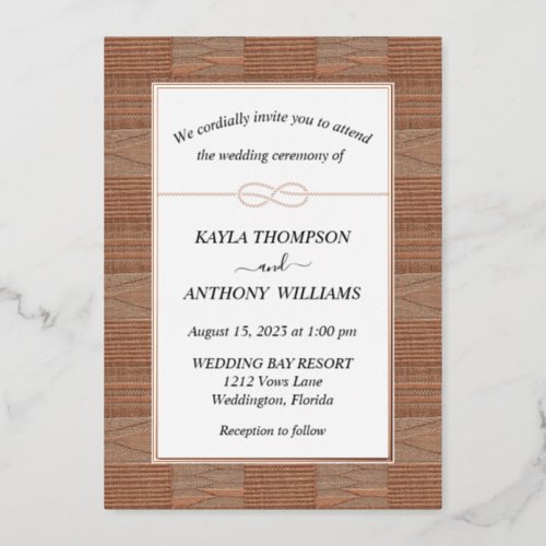 Terracotta Clay African Kente Cloth All In One Foil Invitation