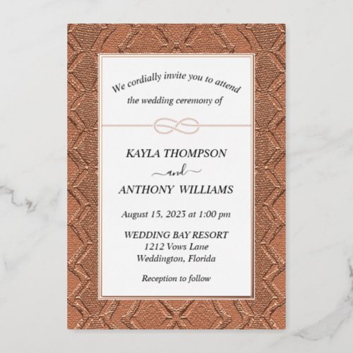 Terracotta Clay African Mudcloth All In One Foil Invitation