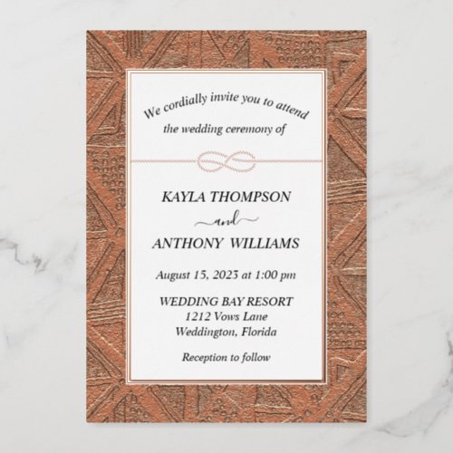 Terracotta Clay African Tribal All In One Foil Invitation