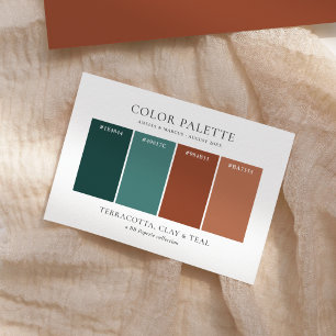 Terracotta, Clay & Teal Wedding Color Palette Enclosure Card