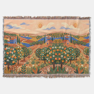 Terracotta & Cobalt Citrus Grove Blanket