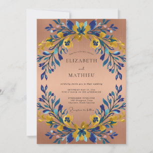 Terracotta Cobalt Painted Wedding Invitation