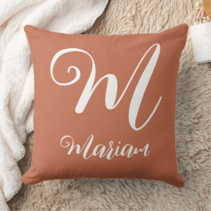 Terracotta Color For Home Decor - Name & Monogram Throw Pillow