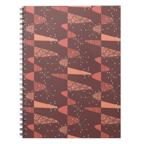Terracotta colors waves and stars seamless pattern notebook