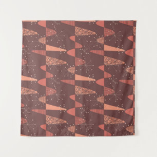 Terracotta colors waves and stars seamless pattern tapestry