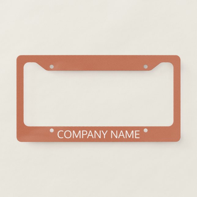 Terracotta Company Name Earthy Neutrals Simple License Plate Frame (Front)