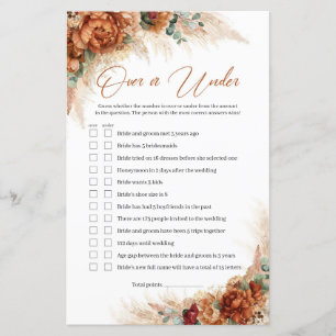 Terracotta copper floral pampas Over or Under Game