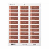 Terracotta, Copper Floral, Vines, Hearts Wedding Label (Full Sheet)