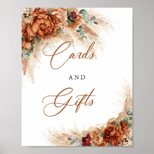 Terracotta copper flowers greenery Cards and Gifts Poster