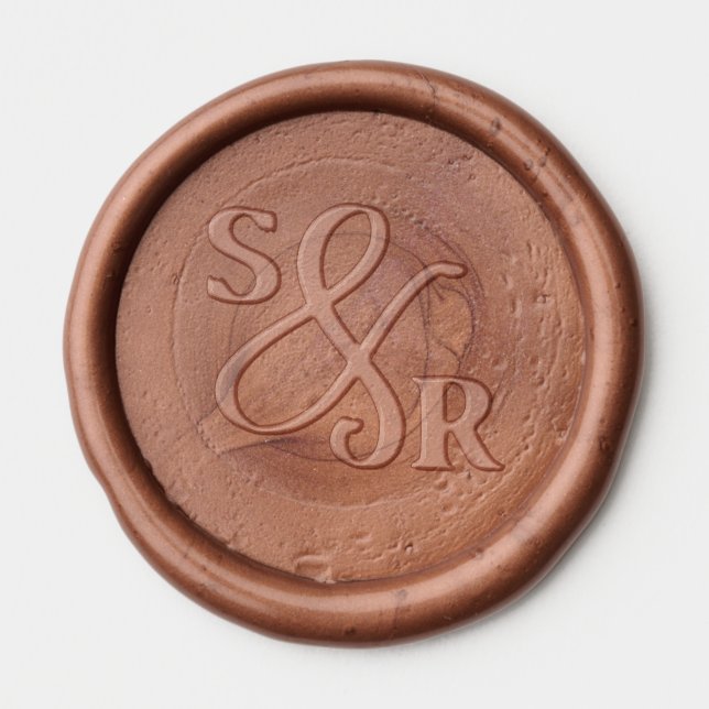 Terracotta copper wedding wax seal with initials sticker (Front)