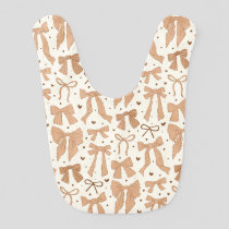 Terracotta Coquette Bow Pattern Baby Bib