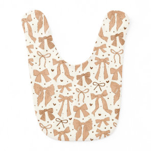 Terracotta Coquette Bow Pattern Baby Bib