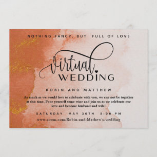 Terracotta Coral Watercolor Online Virtual Wedding Invitation