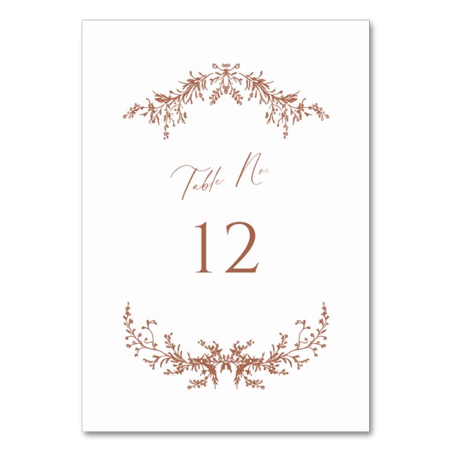 Terracotta Cottage Wedding Table Number Card Sign (Front)