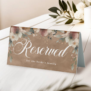 Terracotta Cottagecore Wedding Reception Reserved Table Tent