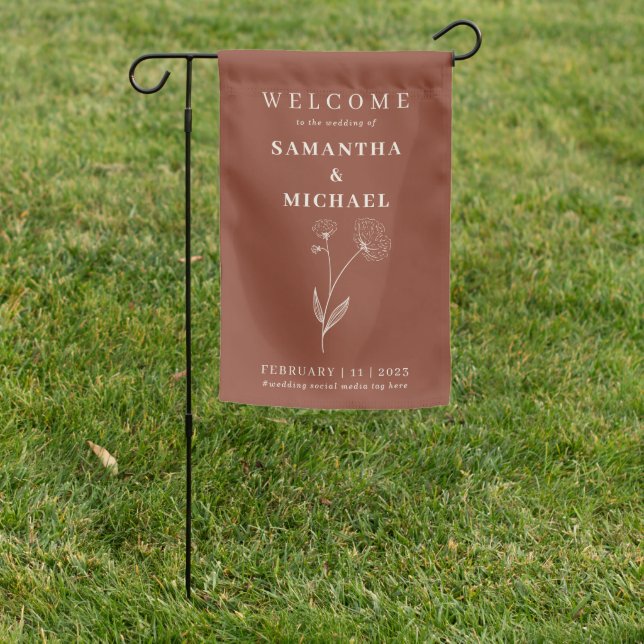 Terracotta cotton Floral Flower Modern Garden Flag (In SItu)