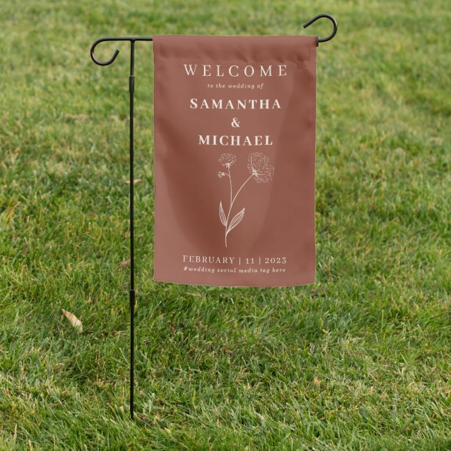 Terracotta cotton Floral Flower Modern Garden Flag