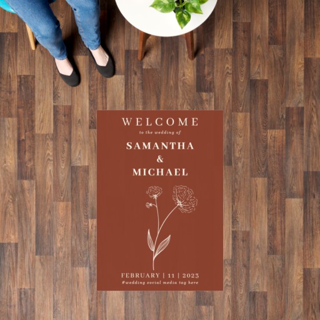 Terracotta cotton Floral Welcome Classic Wedding Floor Decals (Floor)