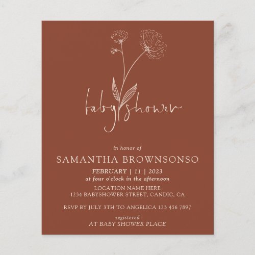 Terracotta Cotton Flower Baby Sprinkle Flyer