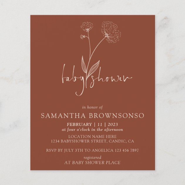 Terracotta Cotton Flower Baby Sprinkle Flyer