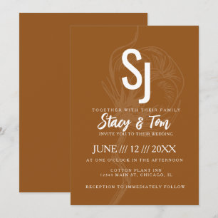 Terracotta Cotton Flower Botanical Wedding Invitation