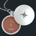 Terracotta Cotton Flower Modern Cute Wedding Locket Necklace<br><div class="desc">Embrace bohemian romance with this adorable terracotta and cotton flower locket, designed for the modern bride who loves earthy, natural beauty. This charming piece combines warm terracotta tones with delicate cotton flower motifs, creating a unique keepsake that perfectly captures the essence of rustic elegance and contemporary style.Key features: Beautiful terracotta...</div>