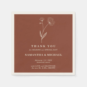 Terracotta Cotton Flower Modern Wedding Napkins