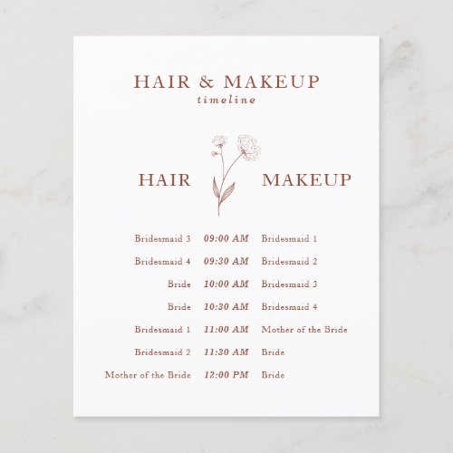 Terracotta Cotton Flower Wedding Plan Hair Makeup Flyer