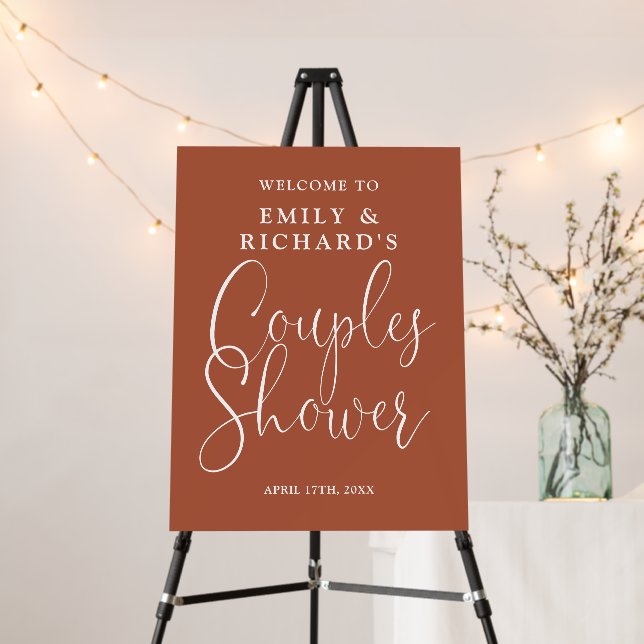 Terracotta Couples Shower Welcome Sign (In Situ (Stand))